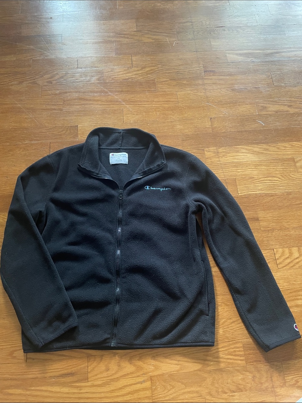 Champion Black Full-Zip Fleece Jacket with Script Logo